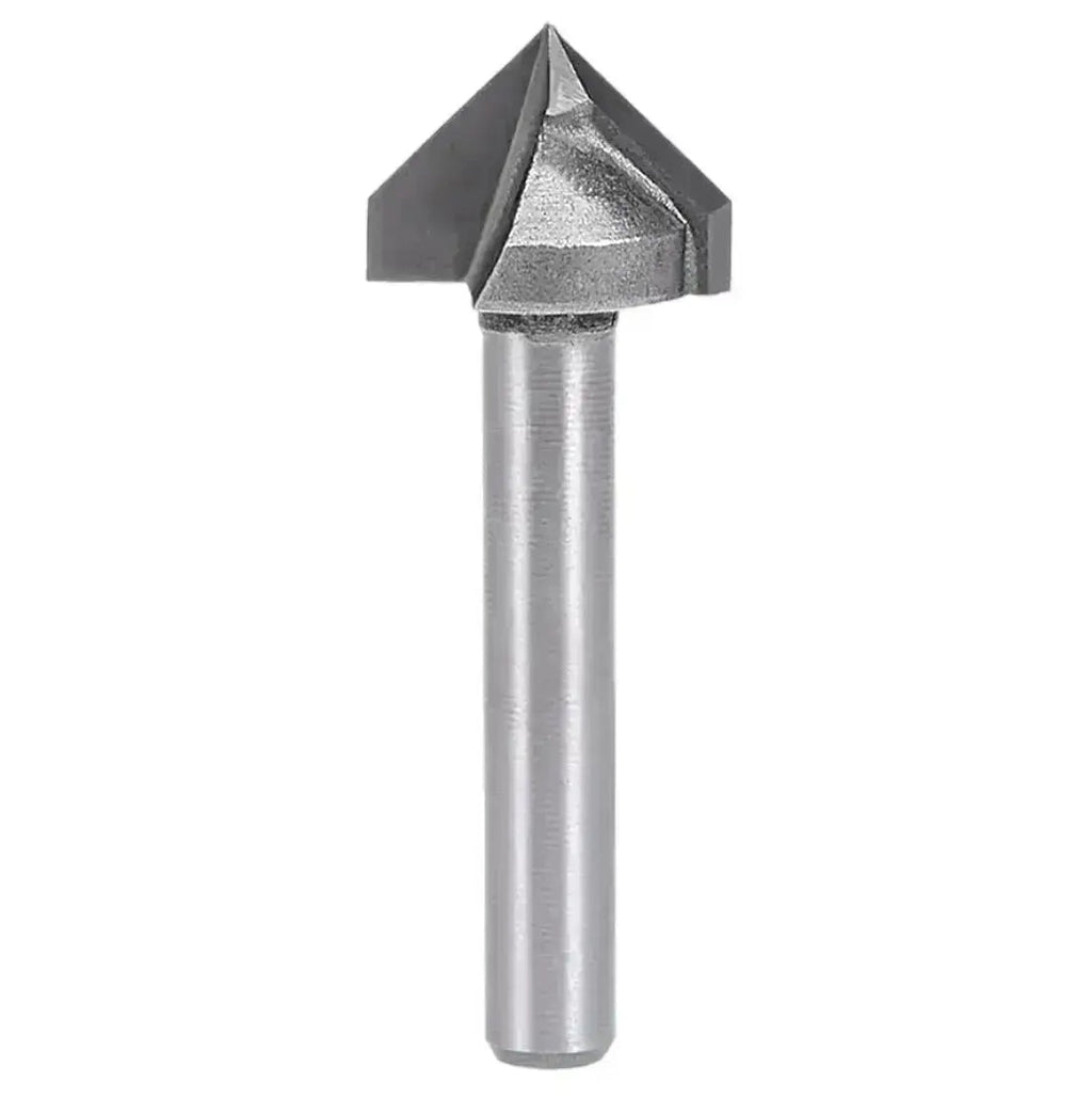 V-Groove 90 Deg 1/2” D x 1/2” CL x 1/2” Shk x 2 1/4” Oal 13/32” Cut Height 2 Flute Rapid Tool