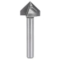 V-Groove 90 Deg 1/2” D x 1/2” CL x 1/2” Shk x 2 1/4” Oal 13/32” Cut Height 2 Flute Rapid Tool