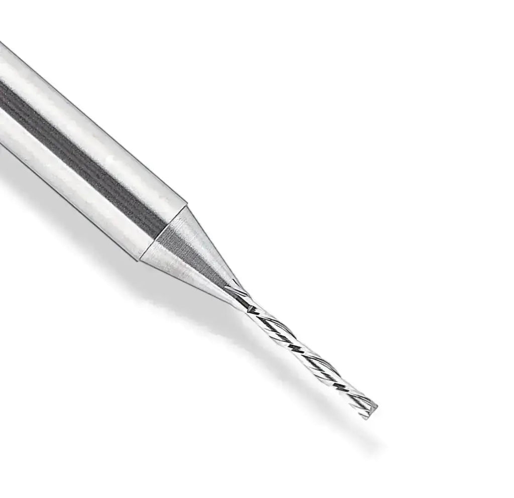 6mm Down Cut x 7/8” CL x 1/4” Shank 2 1/2” Overall Solid Carbide 2 Flute Router Bit - MTS
