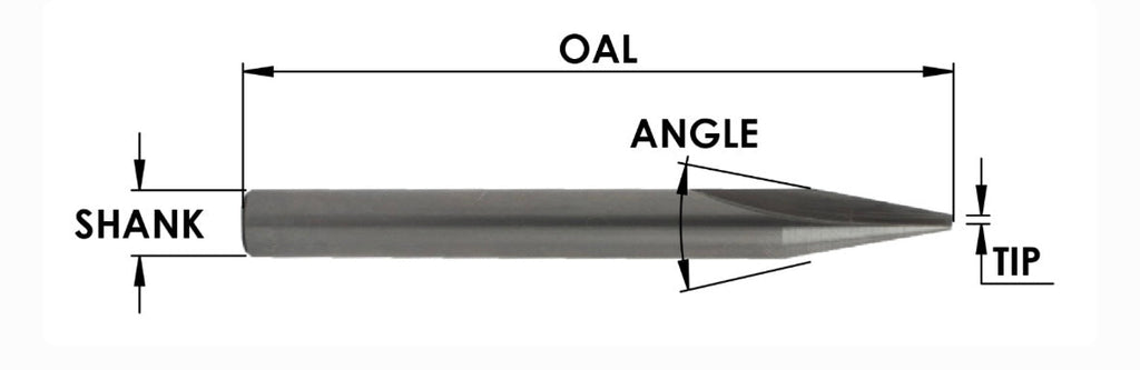 Solid Carbide 1/4” x 5/8” x 2” Oal 1 Flute 22 Deg Angle