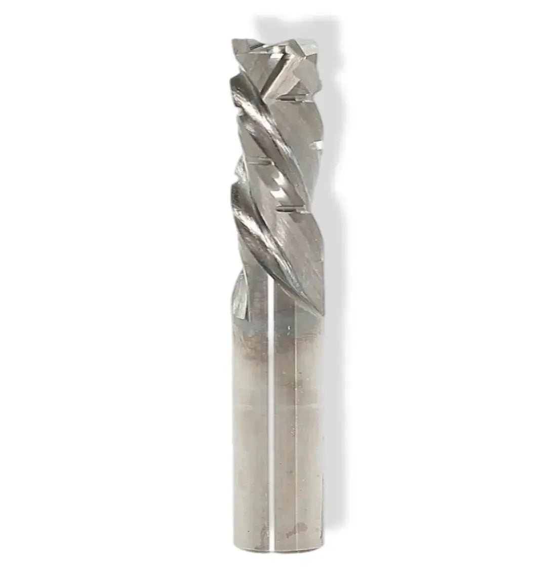 CNC Solid Carbide Compression Bit with Chipbreakers 3/4 D x 1 1/2 CL x 3/4 SHK x 4 Inch Long 2 Flute 7/8 UC Router Bit For Plywood - MTS